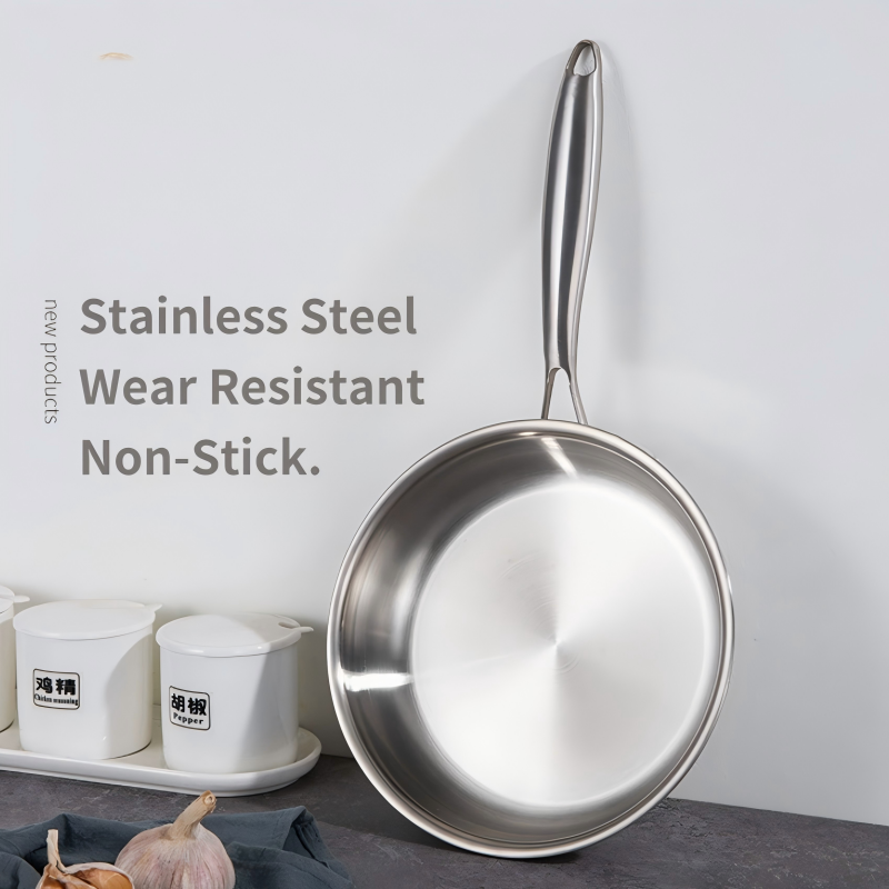 Premium 0-Coating Stainless Steel Frying Pan