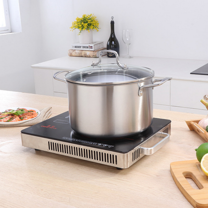 European-style Stainless Steel Household Large-capacity Thickened Double-handle Flat-bottom Soup Pot